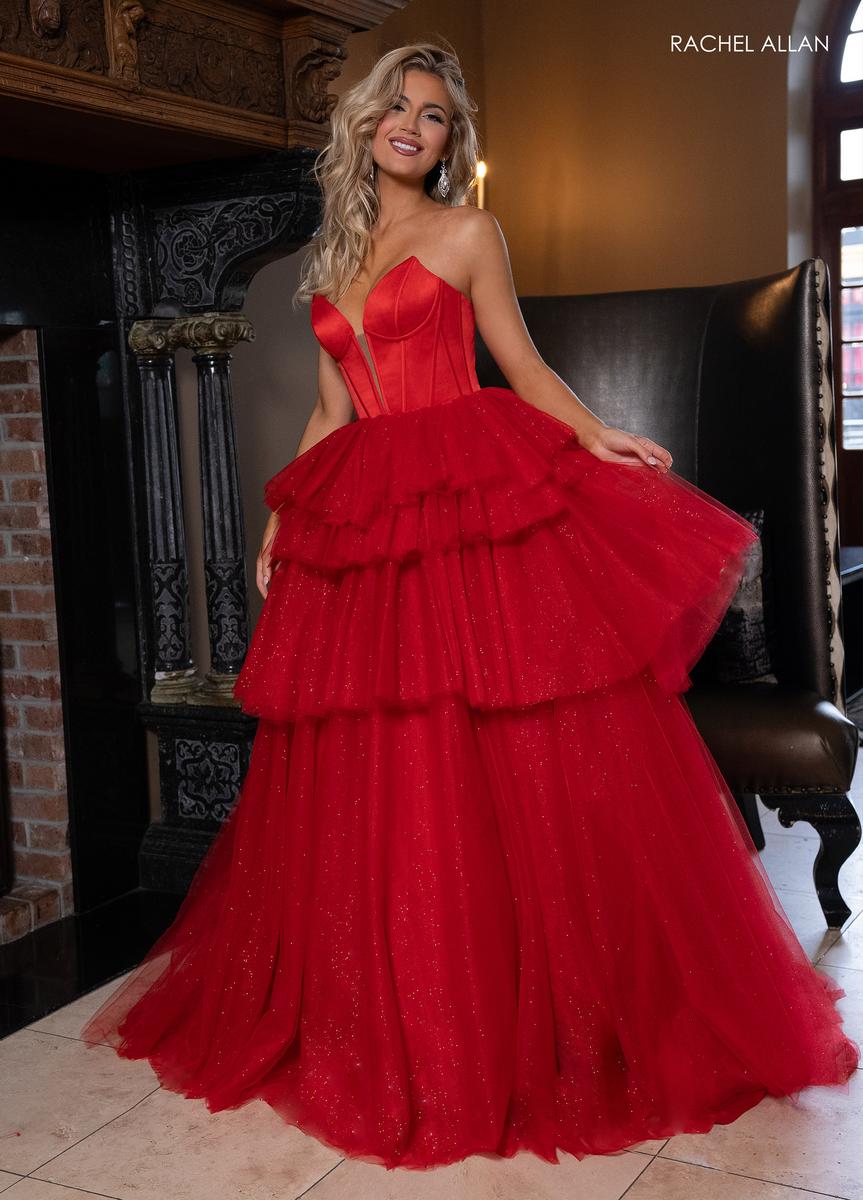 strapless open back dress Rachel Allan Prom Dress 70876