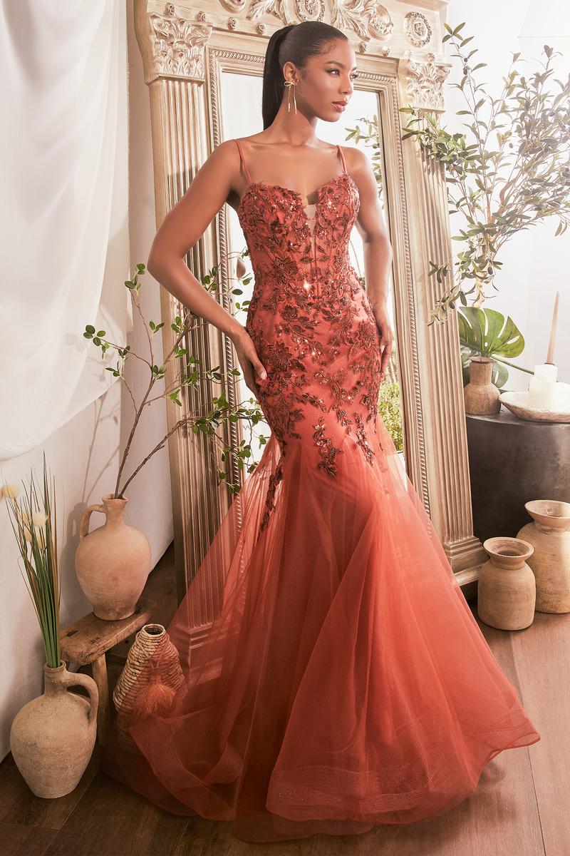 Ladivine Dress CDS488 - Plunging Neckline, Long Fit and Flare normansbridal Ladivine Dress CDS488 - Plunging Neckline, Long Fit and Flare normansbridal