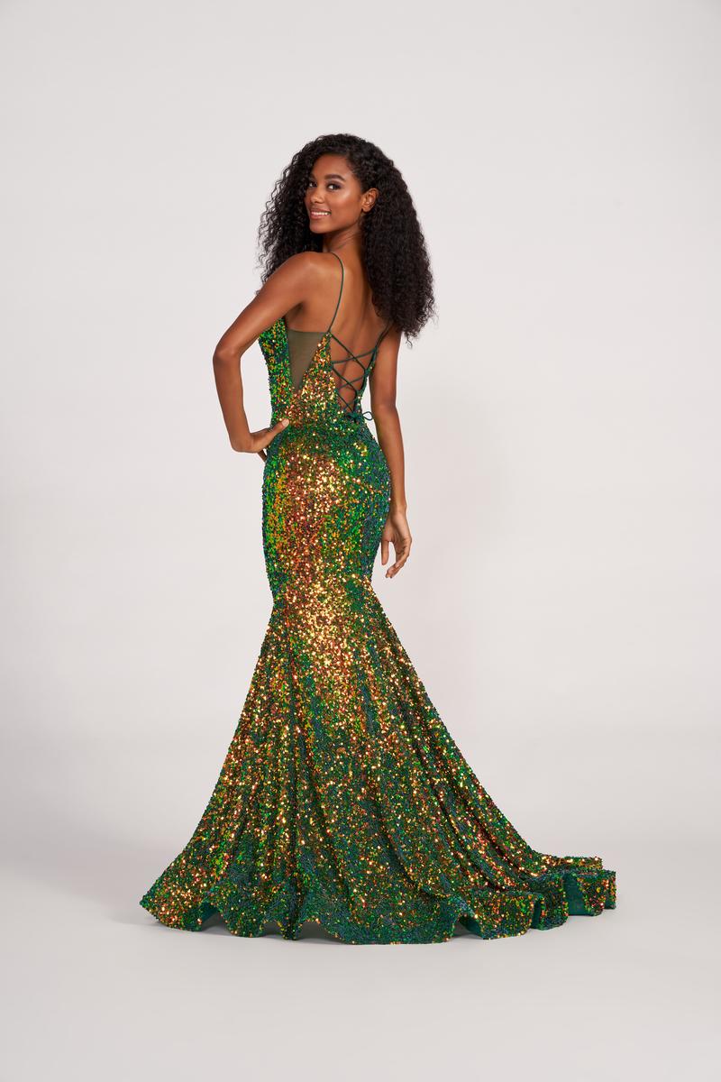 Ellie Wilde EW34016 Sequin Fit and Flare Gown with Plunge Neckline Ellie Wilde EW34016 Sequin Fit and Flare Gown with Plunge Neckline