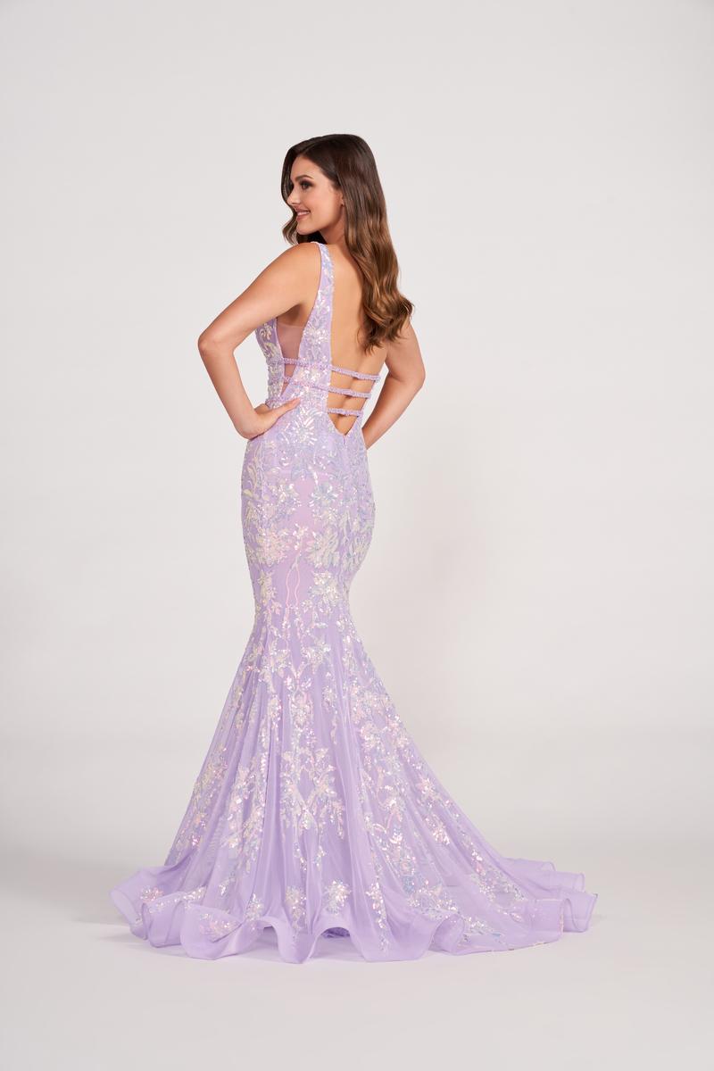 Ellie Wilde EW34041 V-Neck Fit and Flare Long Dress