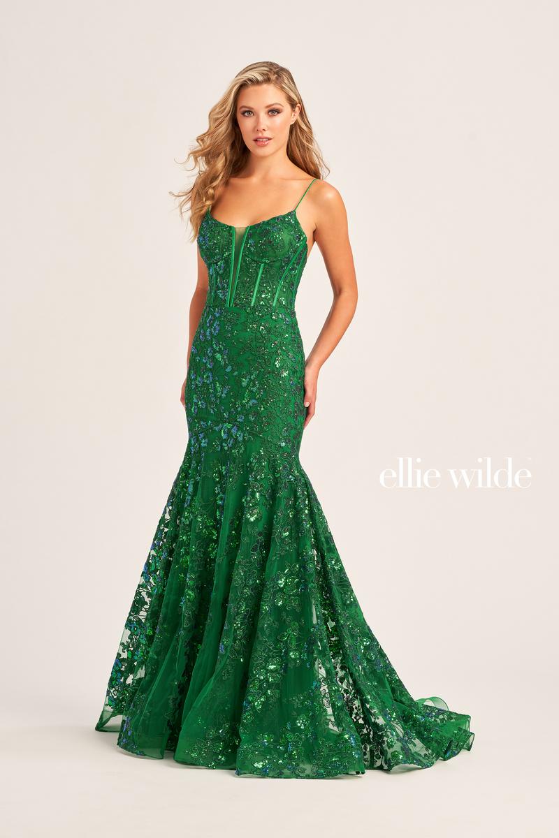 Ellie Wilde EW35203 Spaghetti Strap Fit and Flare Gown