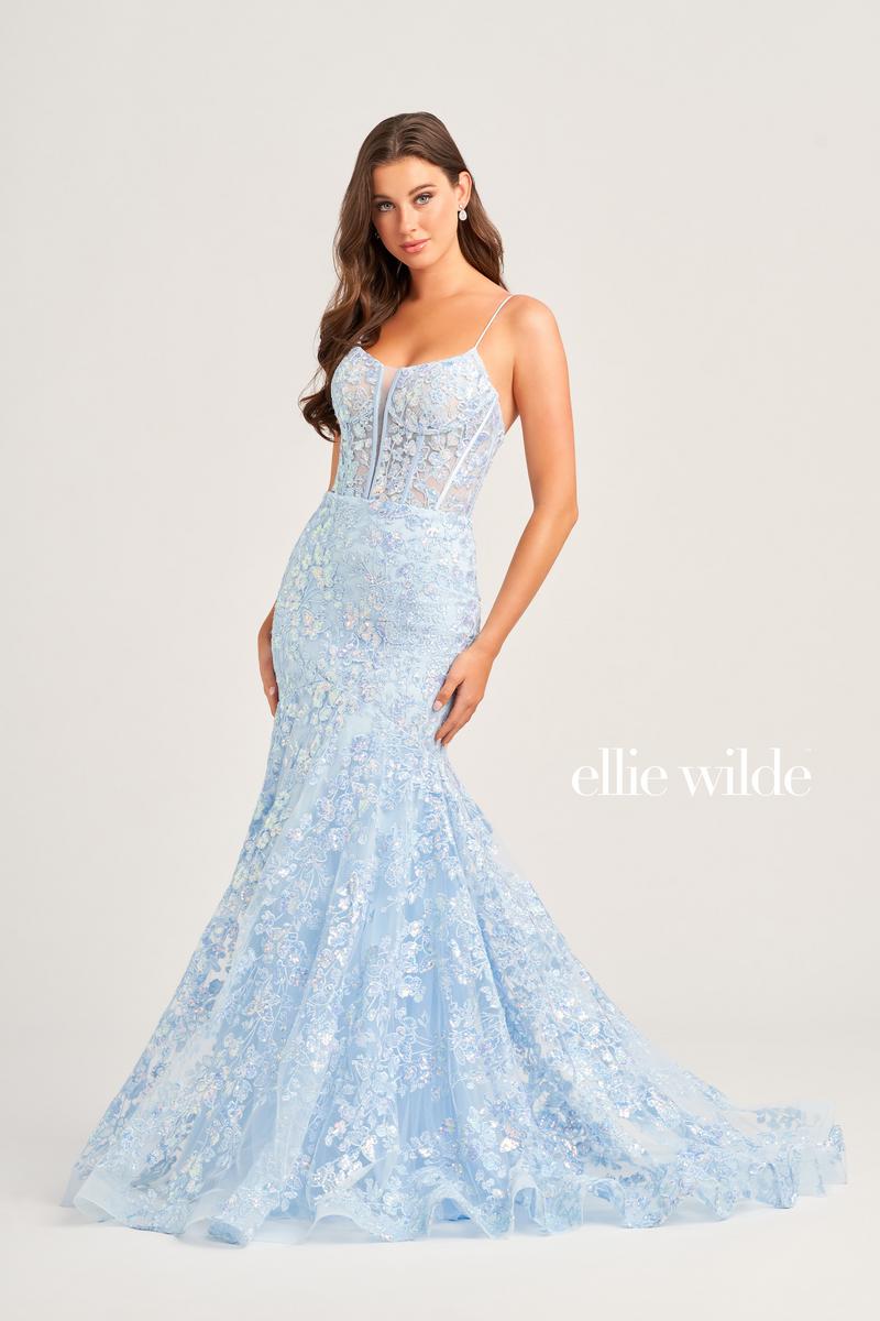 Ellie Wilde EW35203 Spaghetti Strap Fit and Flare Gown