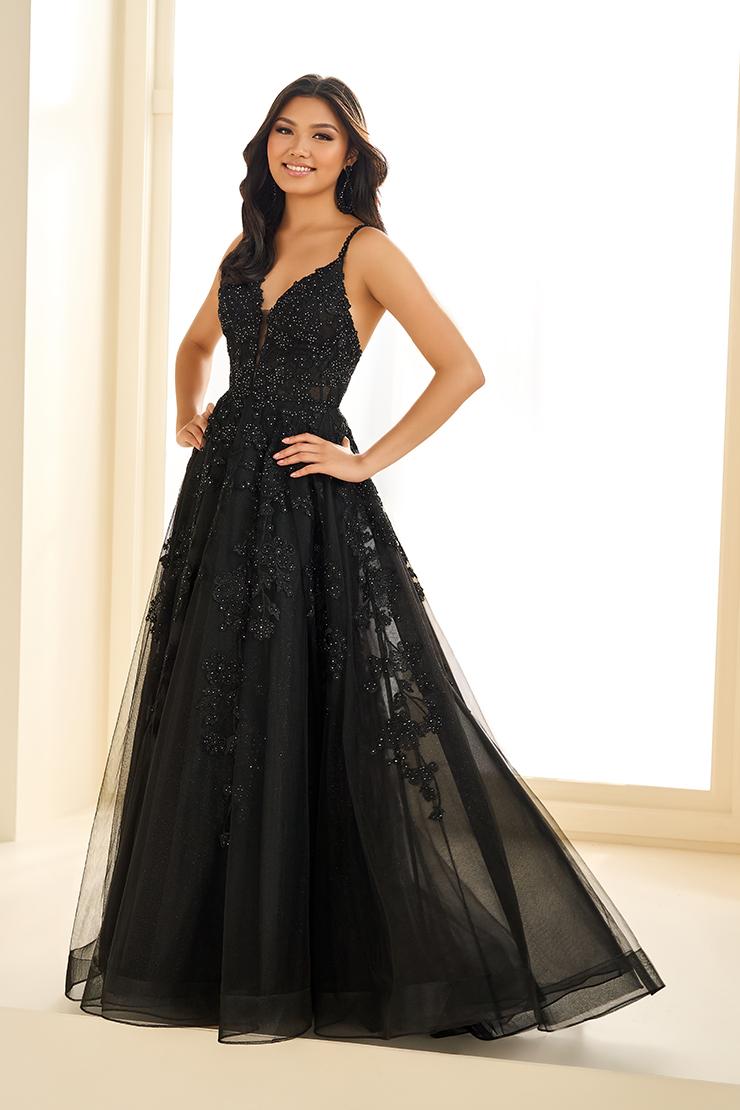 Ellie Wilde EW36015 Black A-Line Gown with Plunging Neckline 0 / Black