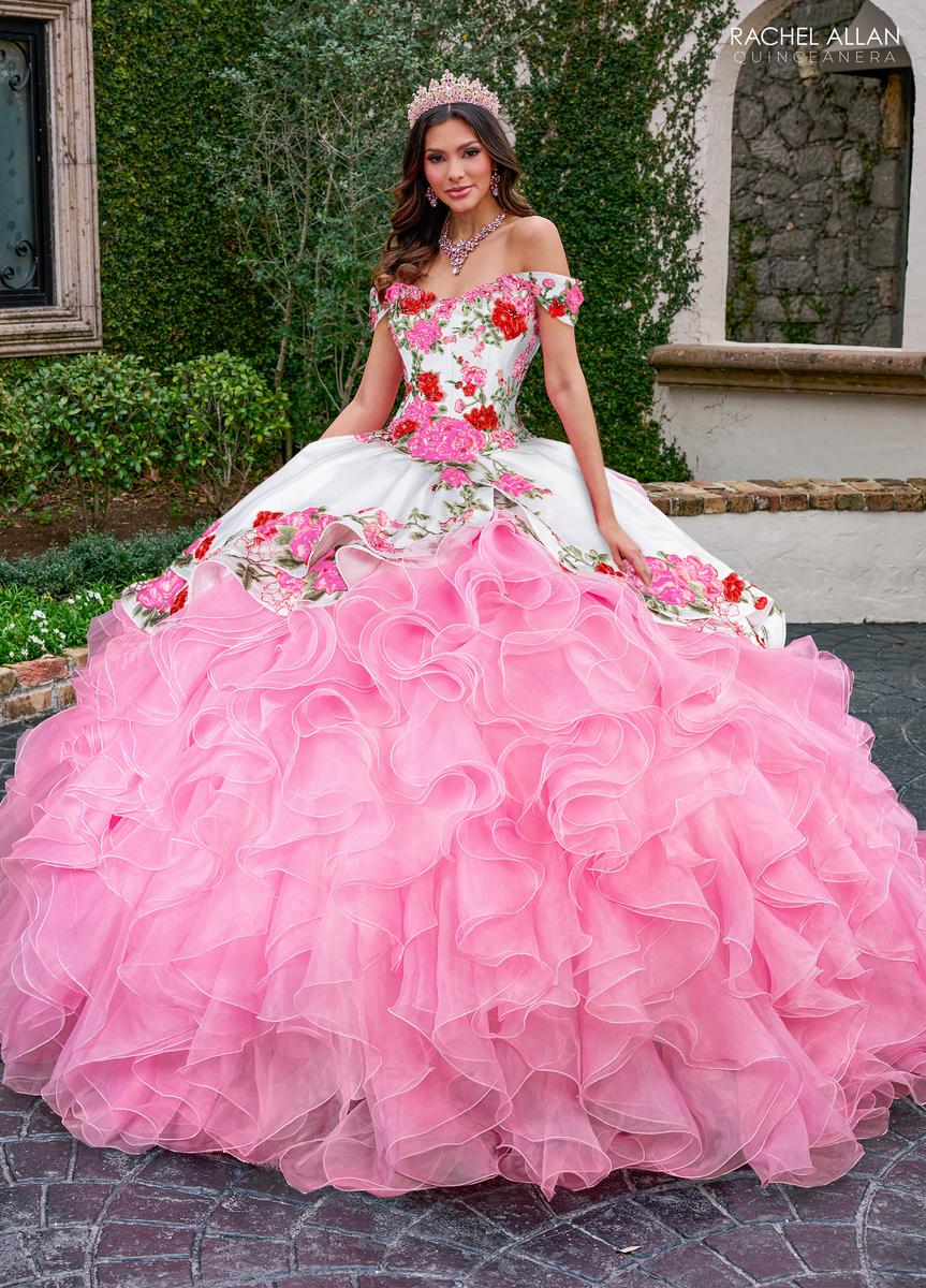 Rachel Allan RQ5007 Off-Shoulder Ballgown with Floral Embroidery –  normansbridal