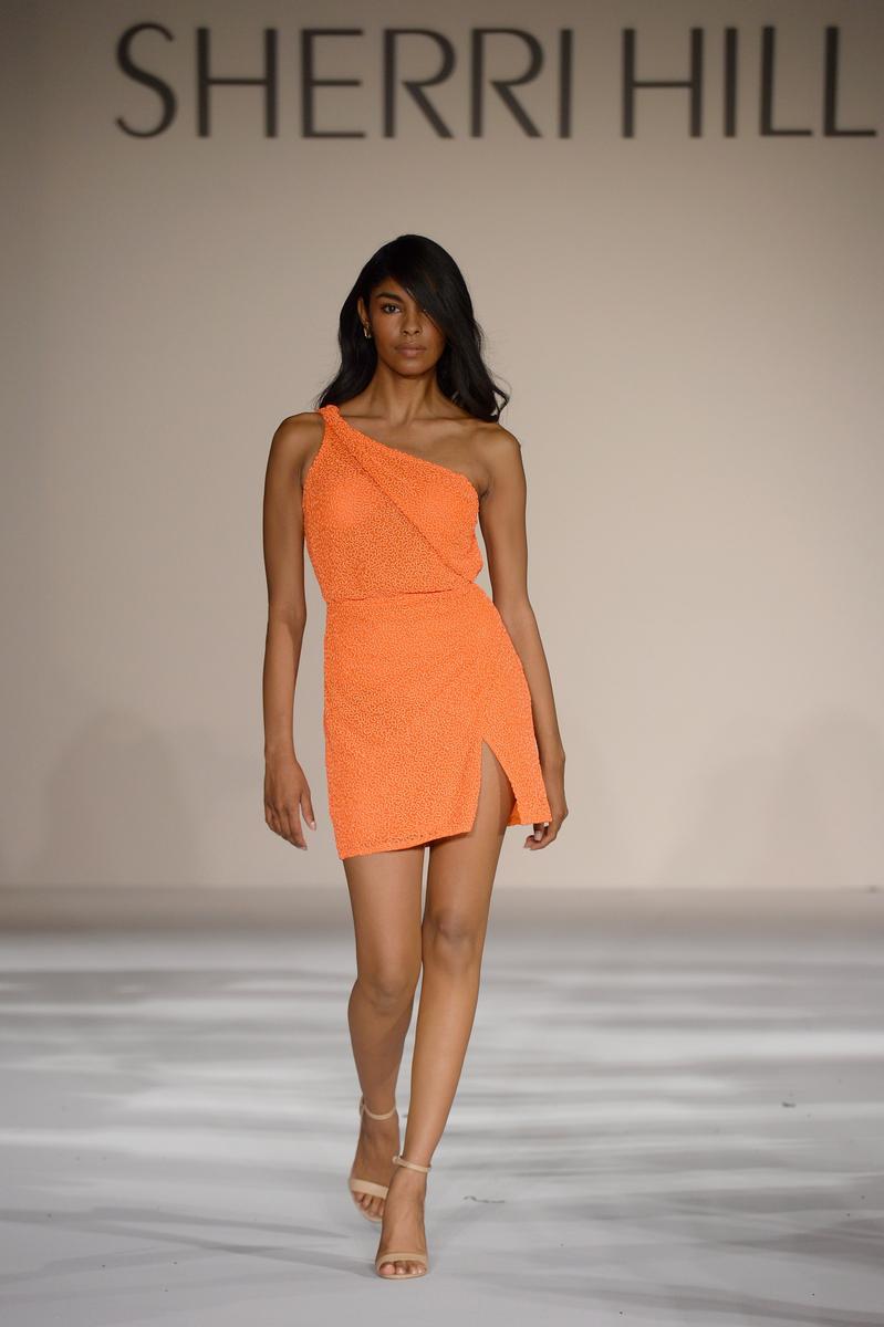 sherri hill orange homecoming dress 55073 saledec25 Size:US Size 24W girl dress for making Emerald Green Princess V