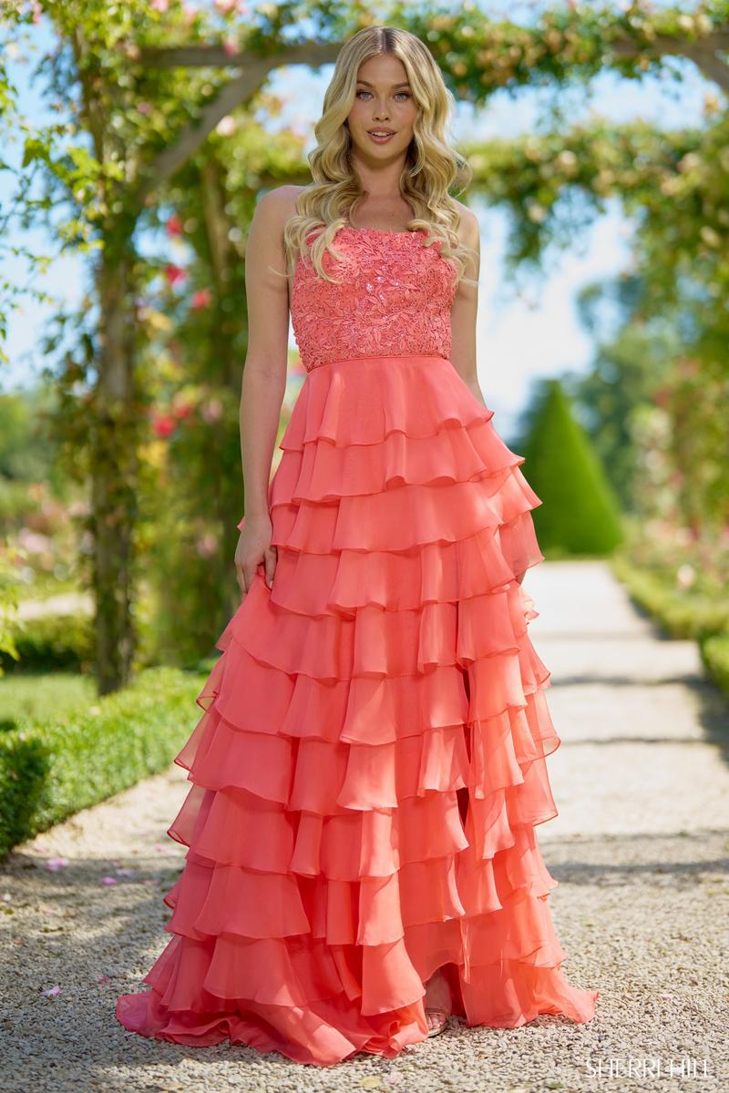 Sherri Hill Dress 56866 - Strapless Layered A-Line Gown Sherri Hill Dress 56866 - Strapless Layered A-Line Gown