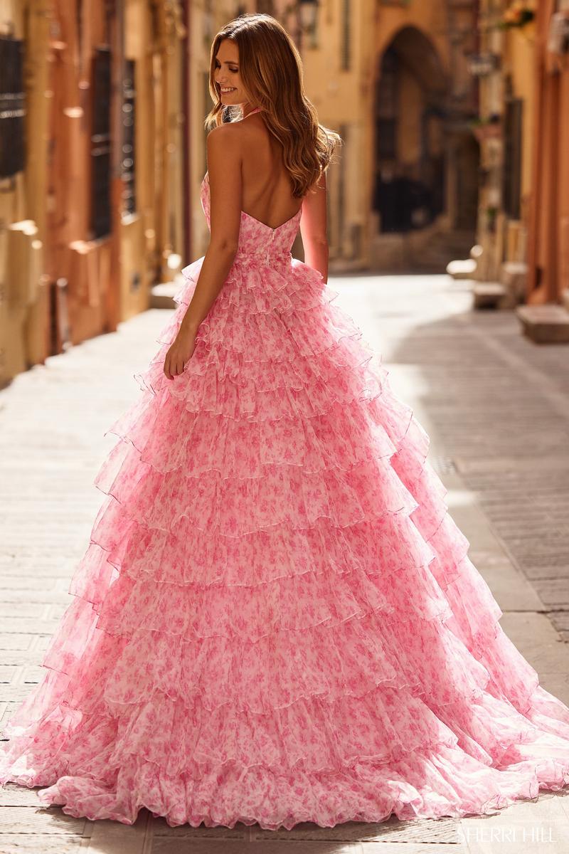 Sherri Hill Dress 57100 - Plunging Neckline, Long Tiered Ballgown normansbridal Sherri Hill Dress 57100 - Plunging Neckline, Long Tiered Ballgown normansbridal