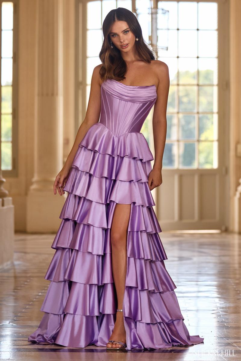 knee length dresses for ladies KV1095 Strapless Layered Ruffle Mermaid Dress Sage / 6 main image 1