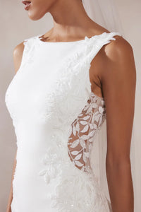 33268 - Modern Fit-and-Flare Bridal Gown with Lace Accents