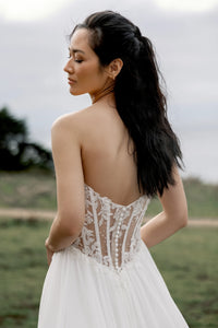 33667 - A-Line Gown with Beaded and Sequined Bodice and Chiffon Skirt