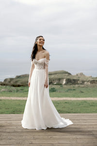 33667 - A-Line Gown with Beaded and Sequined Bodice and Chiffon Skirt