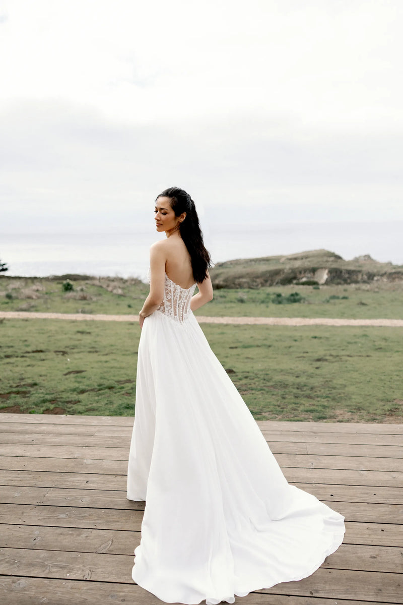 33667 - A-Line Gown with Beaded and Sequined Bodice and Chiffon Skirt