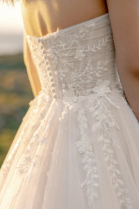 33669 - Sparkling Tulle A-Line Gown with Pointed Sweetheart Neckline and Slit