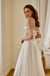 34864-Tulle A-Line Gown with Sweetheart Neckline and Matte Lace Appliqués