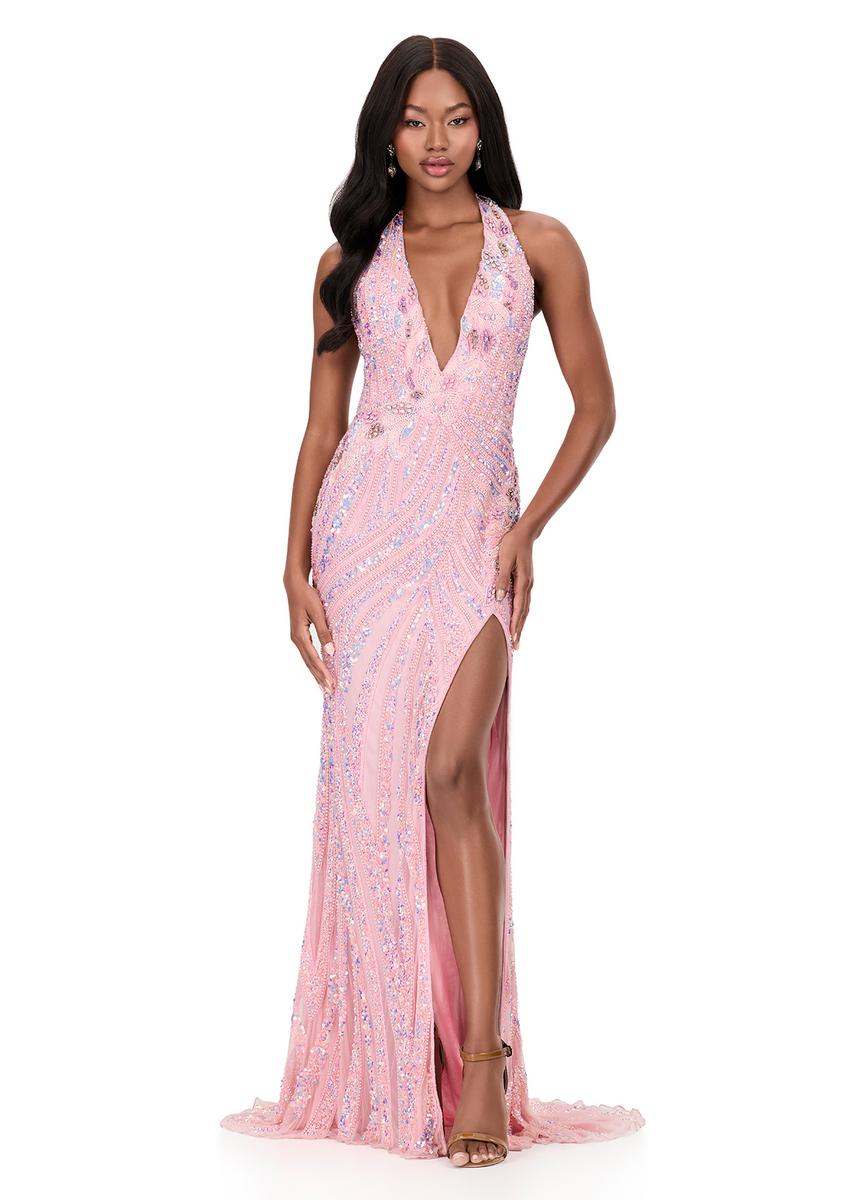 ASHLEYlauren Dress 12151 - Halter Neckline, Long Fitted Silhouette