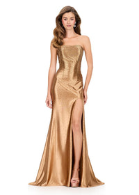 ASHLEYlauren Dress 12200 Strapless Satin Fit and Flare Gown