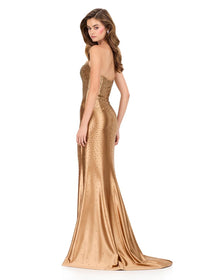 ASHLEYlauren Dress 12200 Strapless Satin Fit and Flare Gown