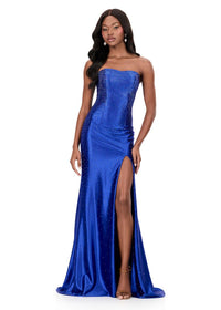 ASHLEYlauren Dress 12200 Strapless Satin Fit and Flare Gown