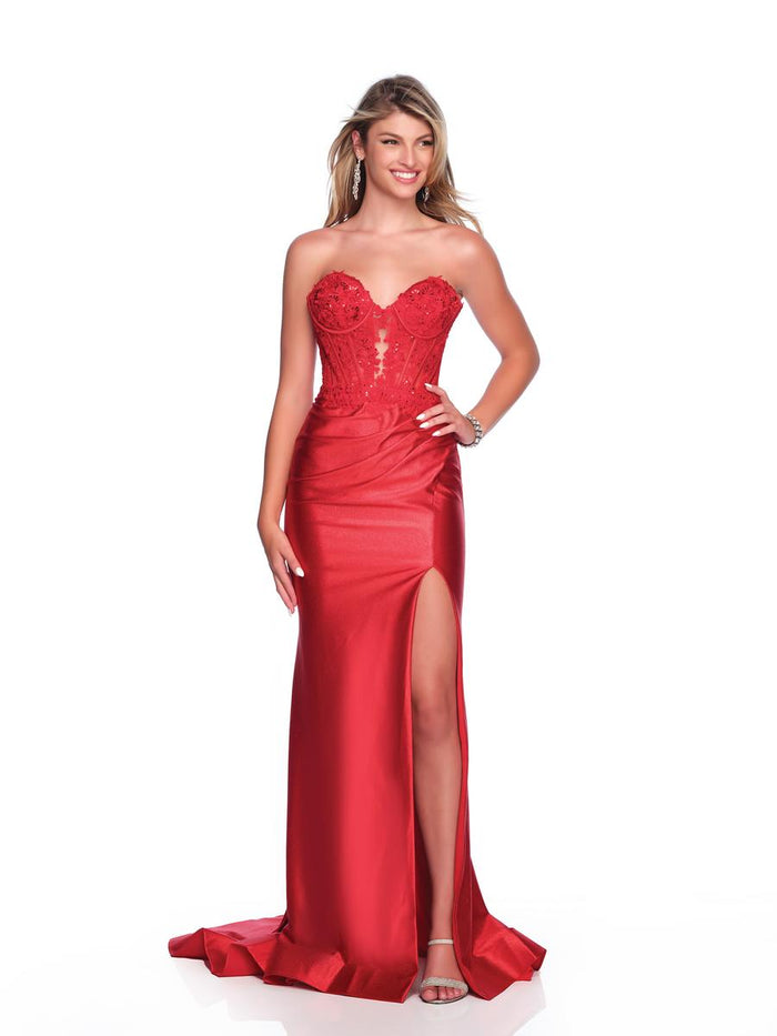 ASHLEYlauren Dress 12206 - Deep V-Neck Long Fitted Gown