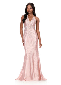 ASHLEYlauren Dress 12206 - Deep V-Neck Long Fitted Gown