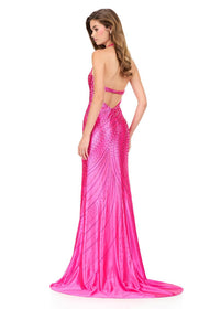 ASHLEYlauren Dress 12206 - Deep V-Neck Long Fitted Gown