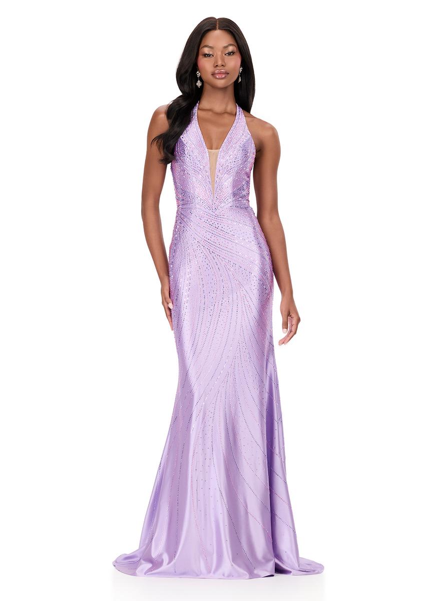 ASHLEYlauren Dress 12206 - Deep V-Neck Long Fitted Gown