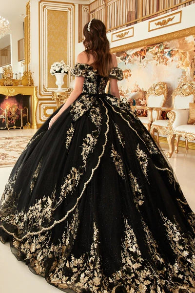 34970-Floral Off-the-Shoulder Quince Ball Gown