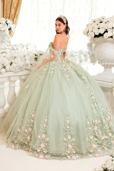 35065-Strapless Ball Gown with a Layered Tulle Skirt