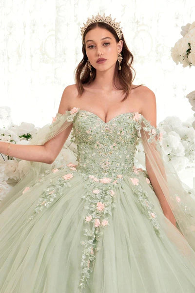 35065-Strapless Ball Gown with a Layered Tulle Skirt