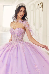 35064-Strapless Layered Tulle Ball Gown