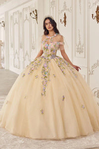 35063-:Layered Off-the-Shoulder Tulle Ball Gown