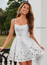 Rachel Allan Shorts Dress 40217 - Crisscross Back, A-Line Silhouette