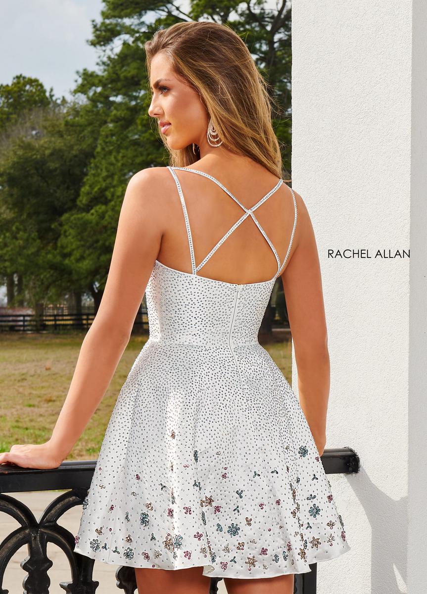 Rachel Allan Shorts Dress 40217 - Crisscross Back, A-Line Silhouette