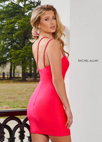 Rachel Allan 40225 Fitted Short Dress with Embellished Straps