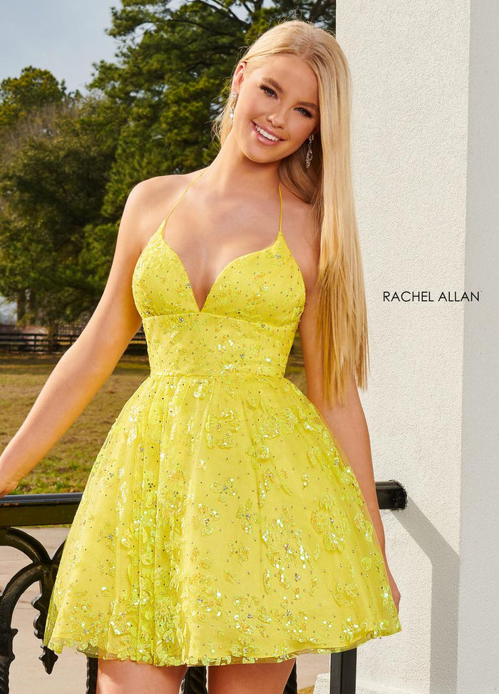 Rachel Allan 40243 Halter Neck Short A-Line Dress