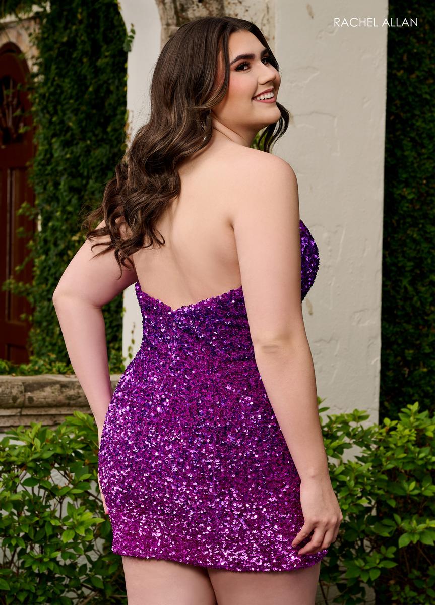 Rachel Allan 40308 One-Shoulder Sequin Short Dress