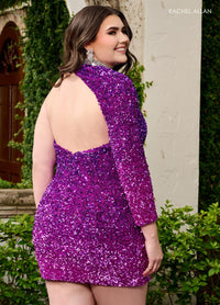 Rachel Allan 40308 One-Shoulder Sequin Short Dress