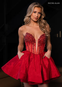 Rachel Allan Homecoming Dress 40420 - Deep V-Neck Short A-Line