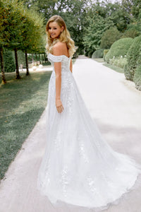 33297 - Soft A-Line Bridal Dress with Lace Detailing