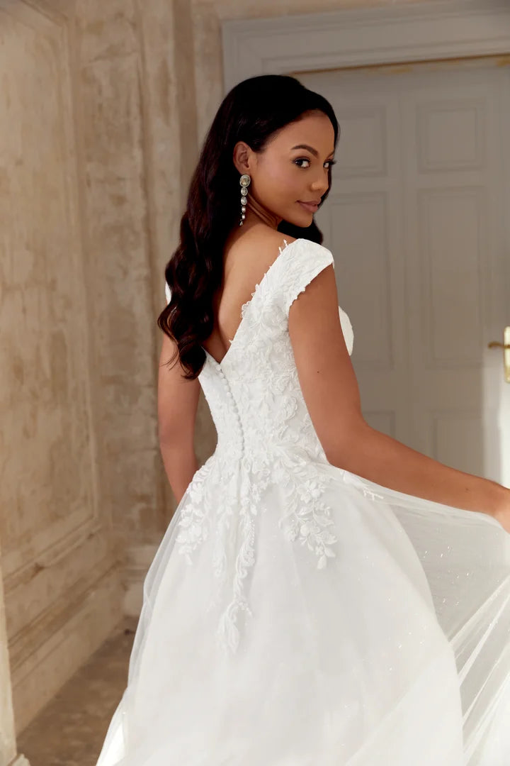 33686 - Modern A-Line Wedding Dress with Subtle Embellishments