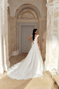 33686 - Modern A-Line Wedding Dress with Subtle Embellishments