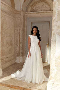 33686 - Modern A-Line Wedding Dress with Subtle Embellishments