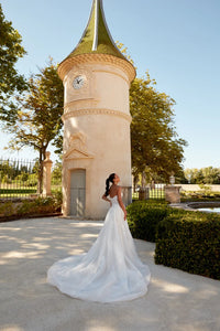 34880-Strapless Tulle Gown with Beaded Lace and Basque Waistline