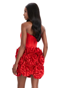 ASHLEYlauren Dress 4831 Strapless Mini with Floral Skirt
