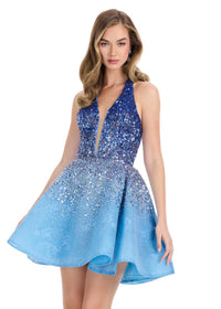 ASHLEYlauren Dress 4833 - Plunge Neckline Short A-line
