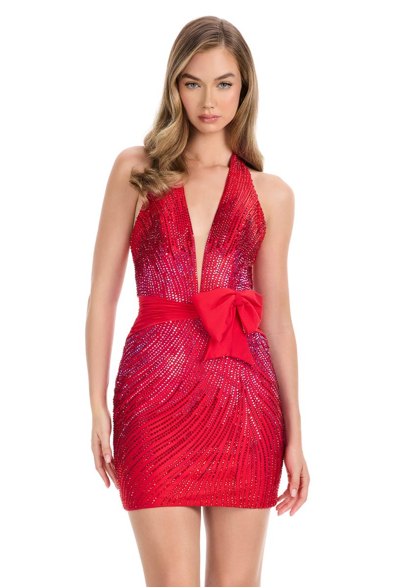 ASHLEYlauren Dress 4854 - Plunge Neckline Short Fitted Dress