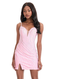 ASHLEYlauren Dress 4860 - Spaghetti Strap Mini Dress with V-Neckline