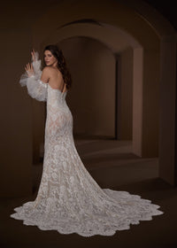 33728-Strapless all over lace with basque waist