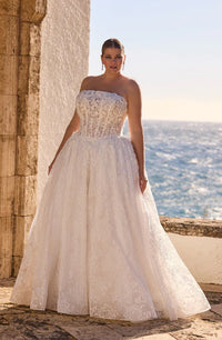 34746-Basque Waist Strapless Wedding Dress