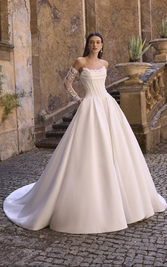 34745-Strapless Corset Ball Gown Wedding Dress